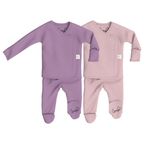 Baby Bundle Footie - Fig + Peony Twin Pack – Bonsie Skin to Skin Babywear