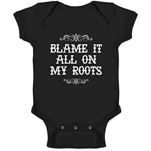 Pop Threads Blame It All On My Roots Country Music Cute Funny Western Baby Toddler Kids Girl Boy T-Shirt