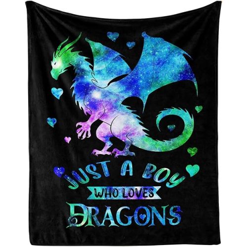 Dragon Throw Blanket, 50" x 40" Flannel Cute Dragons Themed Stuffed Animal Yellow Throw, Soft Nap Throw Blanket for for Boys Girls Women Dragon Lovers