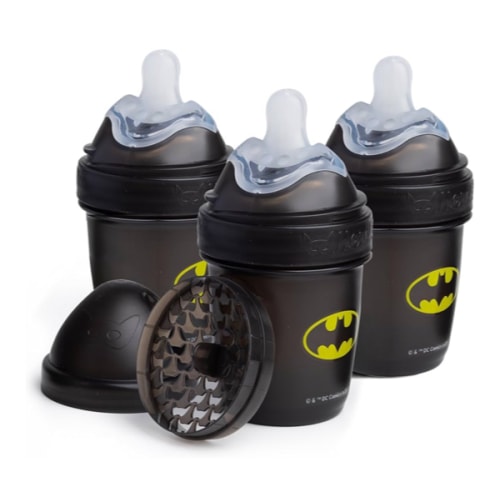 Batman DC Comics - Herobility Double Anti-Colic Baby Bottles – 5 fl oz/140ml – 3-Pack