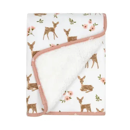 Living Textiles Sherpa Pram Blanket Sophia Garden | Baby Bunting AU