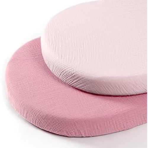 Baby Muslin Bassinet Sheets: Cotton Bassinet Sheets Neutral for Boys and Girls - Bassinet Sheets Fitted for Oval Rectangle or Hourglass