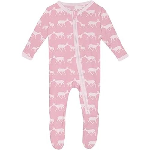 KicKee Print Footies with Zipper, Super Soft One-Piece Jammies, for Babies and Kids, Spring 2