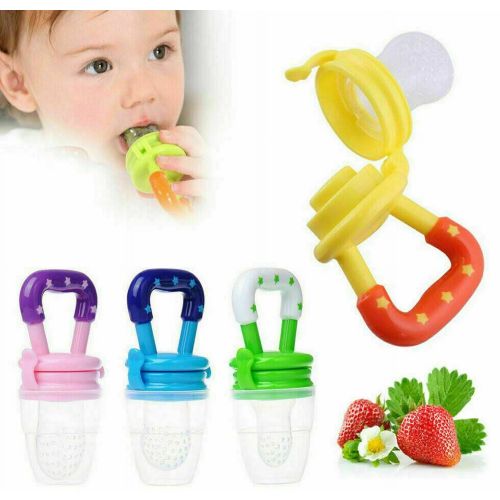 Midewhik Baby Fruit Feeder Pacifier (2PC Blue), Fresh Food Feeding Teether for Toddler, BPA Free, Soothing Gum Relief, Infant Silicone Teething Toy, Suitable for Baby 6-12 Months
