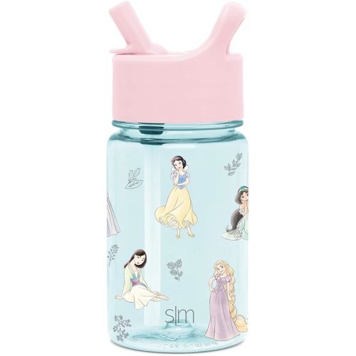 Simple Modern Disney Princess Kids Water Bottle Plastic BPA-Free Tritan Cup with Leak Proof Straw Lid | Reusable and Durable for Toddlers, Girls | Summit Collection | 12oz, Princesses Royal Beauty