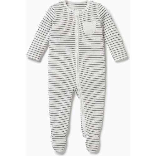 Clever Zip-Up Sleepsuit, Grey Stripe - MORI | Maisonette