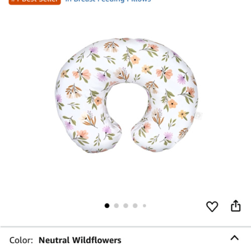Boppy Original Nursing Pillow, Neutral Wildflowers, Ergonomic Nursing Essentials for Bottle and Breastfeeding, Firm Fiber Fill, with Removable Pillow Cover, Machine Washable