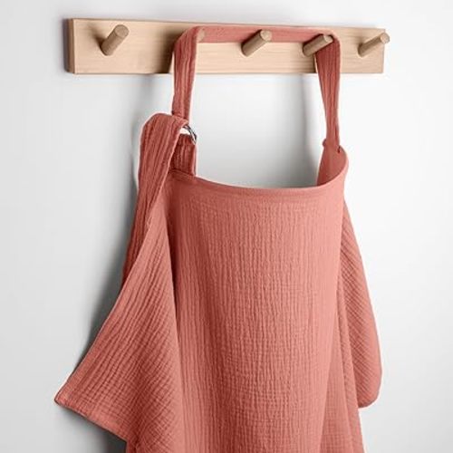 Comfy Cubs Muslin Nursing Cover, Pack of 1, 100% Muslin Breastfeeding Cover - Soft & Breathable Baby Nursing Scarf with Adjustable Neck Strap - Portable, Lightweight & Privacy Coverage - Dusty Rose
