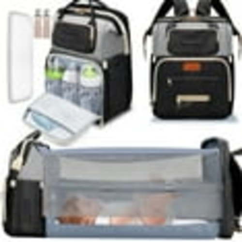 Bubblbay 7-in-1 Diaper Bag with Changing Station, Large Capacity Waterproof Baby Bag with USB Charging Port and Insulated Bottle Pockets - Black