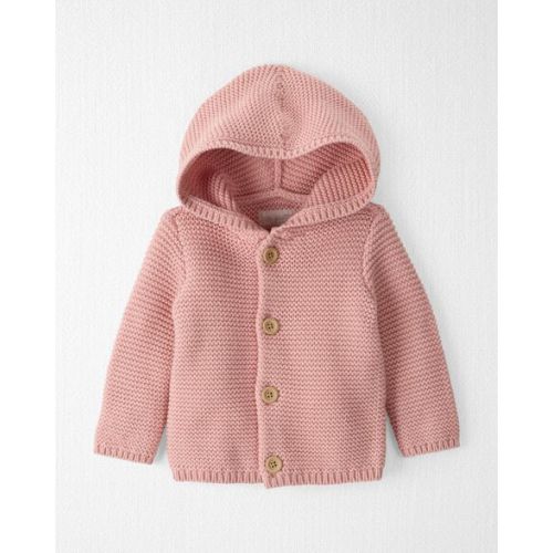 Rose Baby Organic Signature Stitch Cardigan in Rose
