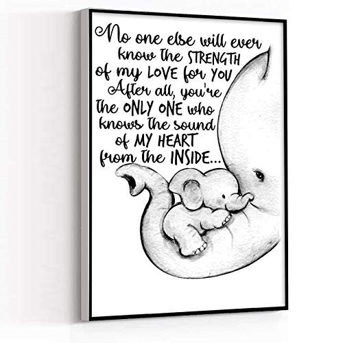 WALL PRINTS ,artwork for home walls ,No One Else Will Ever Know The Strength Of My Love For You,Mother and Baby Elephant Personalized Poster,8''x12'' Framed Modern Canvas Wall Art,