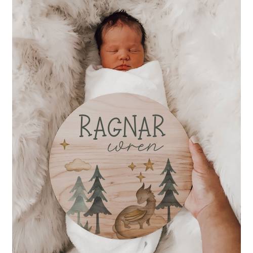 Fairytale Dragons Name Announcement Sign Wood Stats Sign Newborn Hospital Photo Prop Boy Reveal Baby Photo Props New Baby Sign RW