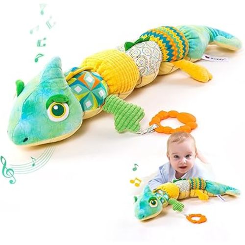 Baby Toys 0-6 Months, Baby Musical Toys, Infant Toys Stuffed Animal Toys with Rattles, Crinkle, Bell, Baby Teething Toys for Tummy Time Newborn Sensory Boys Girls 0 3 6 12 Months (Green Chameleon)