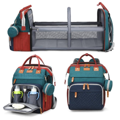 Jeryswet Baby Diaper Bags with Changing Station, Waterproof Large Capacity Diaper Bag Backpack for Moms Dads with USB Charging Port and Stroller Straps, Baby Shower Gifts, RGB