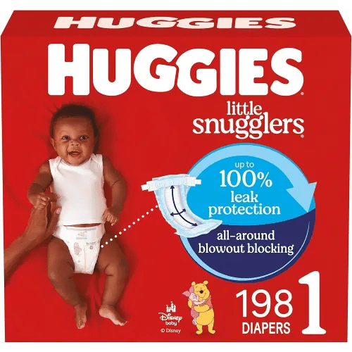 Huggies Size 1 Diapers, Little Snugglers Diapers, Size 1 (8-14 lbs), 198 Count (6 Packs of 33), Packaging May Vary
