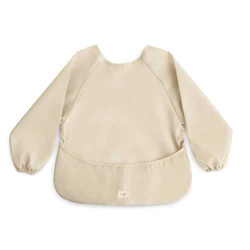 mushie Long Sleeve Baby Bib | Mess Free & Waterproof Fabric for Toddlers | Adjustable Fit for Ages 6-24 Months