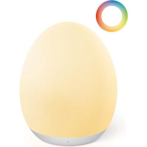 JolyWell Night Light for Kids, Egg Light for Nursery with 7 RGB Colors Changeable & Stepless Dimming