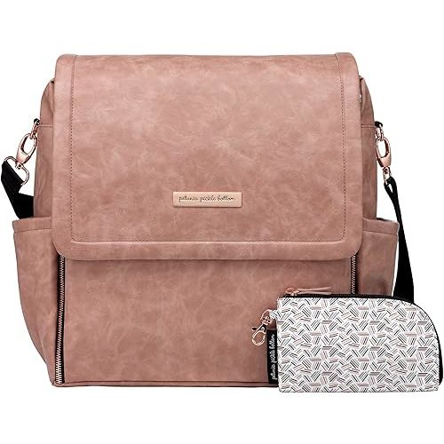 Petunia Pickle Bottom Boxy Backpack, Diaper Bag, Stylish Baby Bag, Spacious Backpack, On-The-Go Moms, Dusty Rose Leatherette
