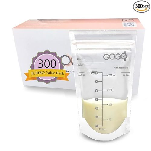 300 Count JUMBO Pack Breastfeeding Breastmilk Storage Bags - 7 OZ, EACH PRE-STERILIZED By Gamma Ray, BPA Free, Leak Proof Storing Double Zipper Seal, Self Standing, for Refrigeration and Freezing