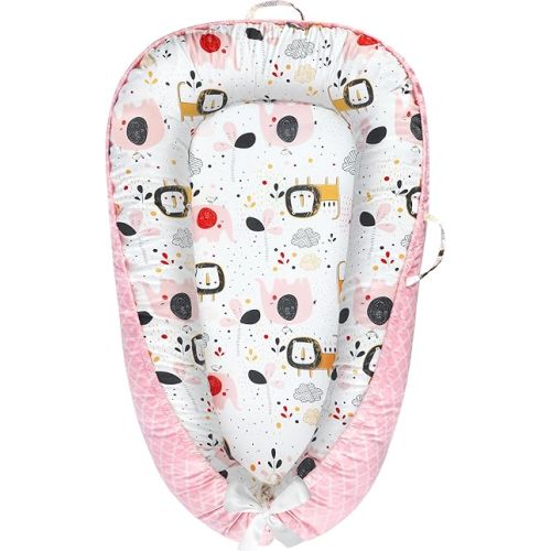 Baby Lounger - Baby Lounger for Newborn 0-24 Months, Breathable and Soft Cotton Cover Baby Nest, Portable Cozy Tummy Time Lounger for Home and Travel, Ideal Baby Essentials & Shower Gifts