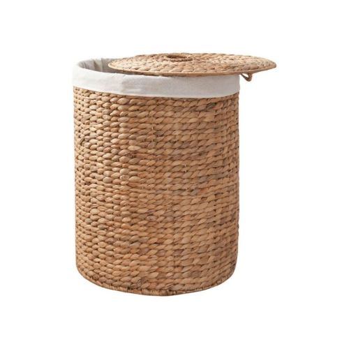SEVOBAL Laundry Bags and Baskets Removable Natural Woven Laundry Hamper with Lid, Round Organizer for Clothes, Toys for Bedroom, Brown, 15"*5.5"*20"