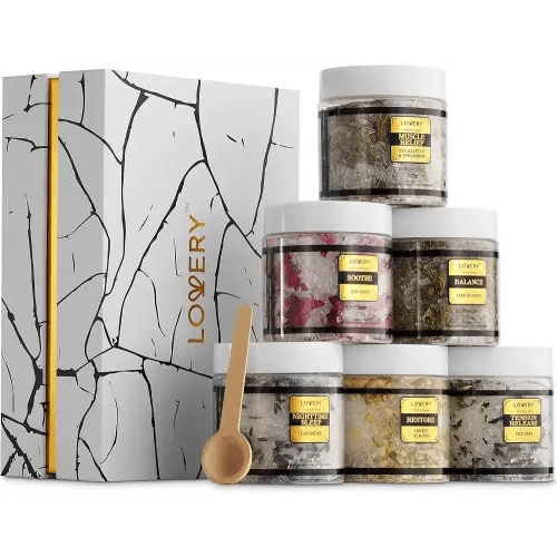 Epsom Bath Salts Gift Set, Relaxing Spa Salt with Essential Oils - Lavender, Eucalyptus Spearmint, Lemon Basil, Coconut, Tea Tree, Honey Almond, Self Care Elephant Gifts for Women Who Have Everything