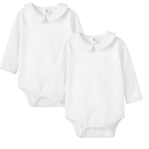 pureborn Baby Romper Bodysuits 2-Pack Unisex Soft Cotton One-Piece Outfit for Infant Boys Girls 0-24 Months