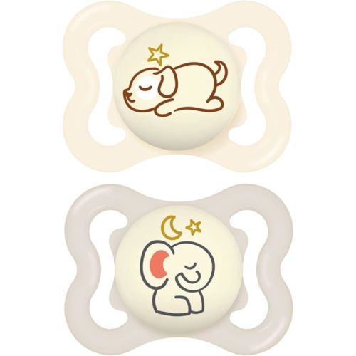 MAM Supreme Night Baby Pacifier, for Sensitive Skin, Patented Nipple, 2 Pack, 0-6 Months, Unisex,2 Count (Pack of 1)