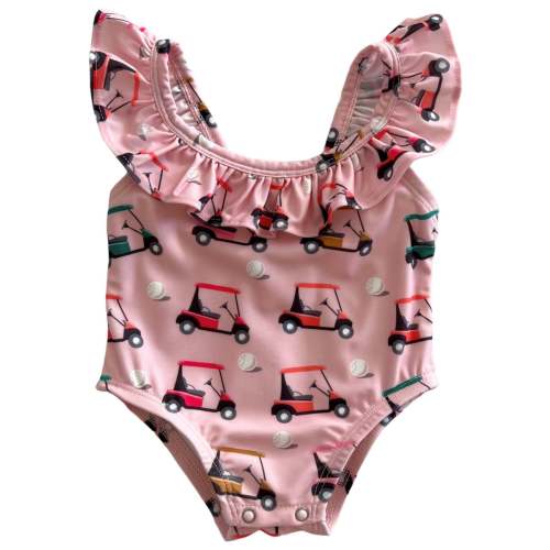 Pink Golf Cart / Isla Swimsuit / UPF 50+ | 12-18M