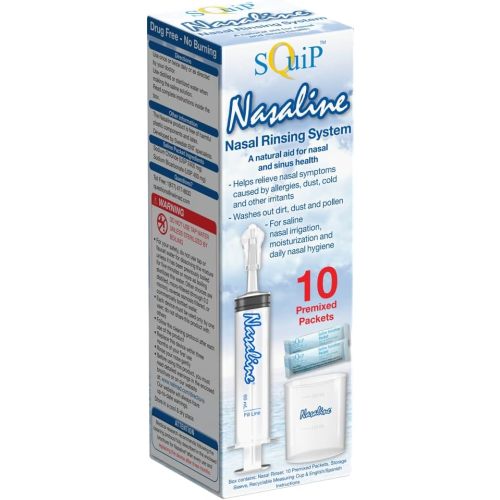 Squip Nasaline Nasal Rinsing System with 10 Premixed Saline Packets