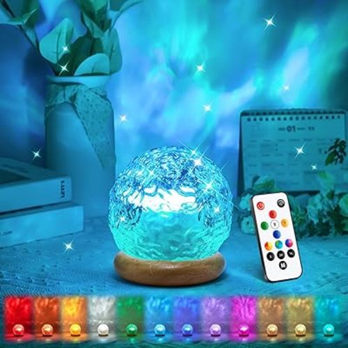 One Fire Northern Lights Projector with Remote–18-Color LED Shower Lamp Ocean Projector,Dimmable Aurora Night Light for Bedroom&Bathroom,Calming Mood Lighting,Aesthetic Room Decor,Gift for Teen Girls