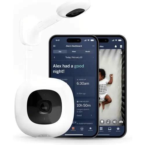 Nanit Pro Smart Baby Monitor & Wall Mount – 1080p Secure Wi-Fi Video Camera, Sensor-Free Sleep & Breathing Motion Tracker, 2-Way Audio, Sound & Motion Alerts, Night Vision, and Breathing Band - White