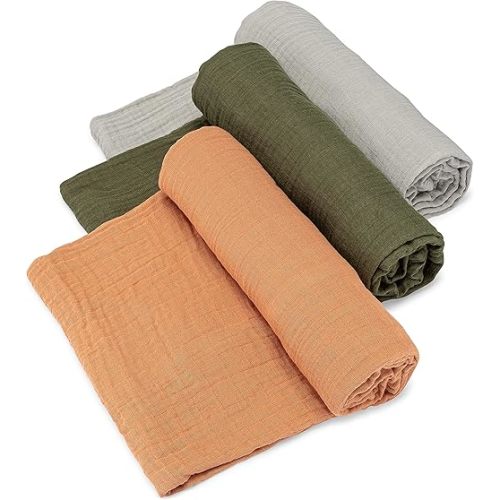 Parker Baby Swaddle Blankets - 3 Pack of 100% Cotton Muslin Swaddle Blankets for Baby Boys and Girls - Unisex/Gender Neutral - Estes Set