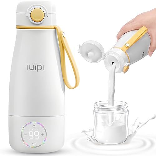 Portable Bottle Warmer for Travel, 3 Minutes Fast Heating of Breast Milk & Formula Milk, Intelligent Precise Temp Control, Anti-Dry Burning Portable Milk Warmer for Baby, 12 Oz 10000mAh