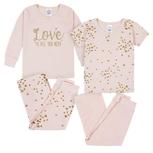 Gerber Baby Girls' Toddler Snug Fit 4-Piece Pajama Set