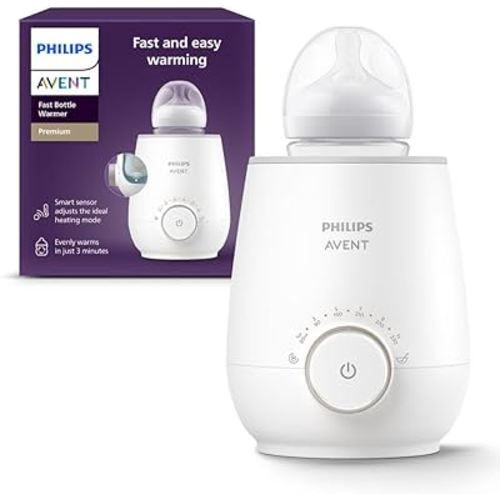Philips Avent Premium Fast Bottle Warmer, with Smart Temperature Control, Water Bath Technology, Automatic Shut-Off, Model SCF358