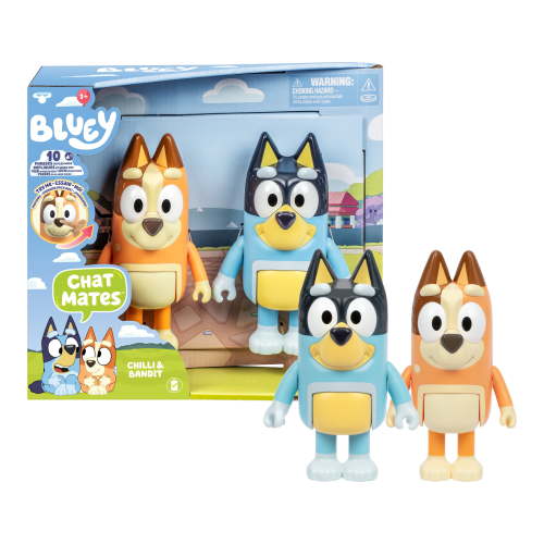 Bluey, Chilli and Bandit Chat Mates 2 pack, Press Their Nose and Hear 10 Different Phrases from The Show, Stand 7” Tall, Ages 3+ Walmart Exclusive