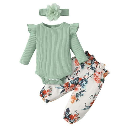 Enjoytime Spring Fall Newborn Girl Clothes onesies Romper Long Sleeve Floral Printed Bodysuit Infant Baby Jumpsuit Outfits 0-12M on Clearance