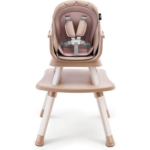HARPPA 6 in 1 Baby High Chair, Convertible Infant Feeding Chair for Babies & Toddlers Table, Dining Booster Seat with Removable Tray, Khaki