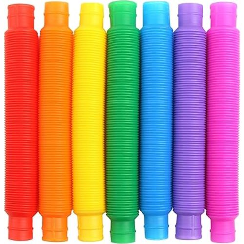 FINGOOO 7 Pieces Jumbo Pop Toobs Fidget Toys,Pop Tubes Sensory Toys for Kids Adults DIY Decompression ADHD Autism