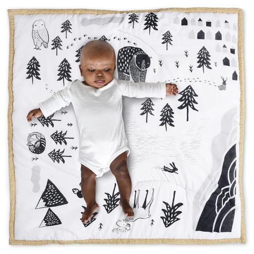 Wee Gallery Explore Playmat for Babies, Soft Cotton and High-Contrast Baby Play Mat for Infants & Toddlers, Reversible, Washable, Portable Tummy Time Rug