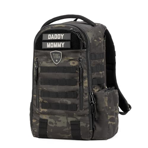 TBG - Mens Tactical Diaper Bag Backpack w/Built-in Changing Mat, Stroller Strap (Multicam Black 4th Gen)