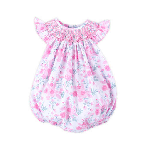 Petal Dream Pink Smocked Angel Sleeve Bubble