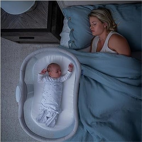HALO BassiNest Soothing Swivel Sleeper 3.0, Baby Bassinet with Vibration and White Noise, Grey