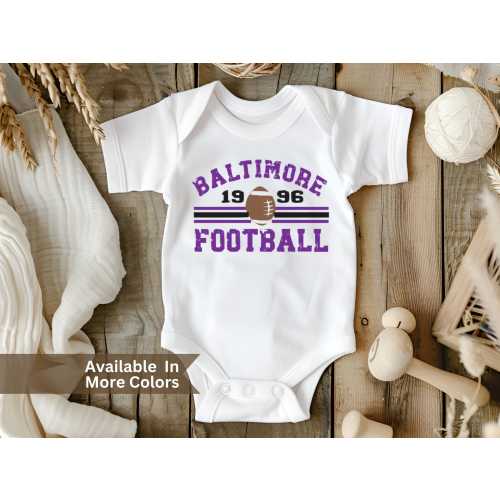 Baltimore Football Baby Bodysuit- Infant Baltimore Bodysuit- Vintage Style Baltimore Football Toddler Tee- Ravens Football Baby Shower Gift