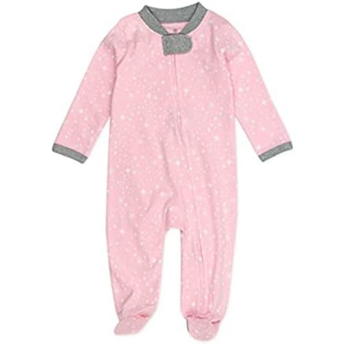 HonestBaby Baby Girls' Sleep and Play Footed Pajamas One-Piece Sleeper Jumpsuit Zip-front Pjs Organic Cotton