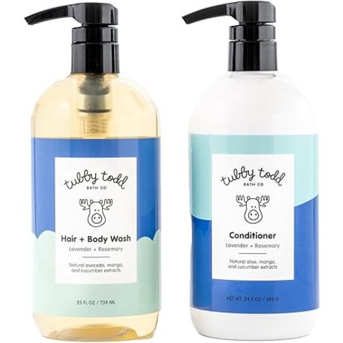 Tubby Todd Baby Bath Kit - The Hair Duo Bundle - Baby Shampoo and Conditioner Set - Full Size Lavender Rosemary