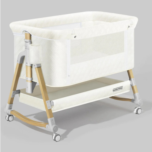 HARPPA Cuddly 3-in-1 Baby Bassinet Bedside Sleeper for Reflux | Attaches to Bed, Adjustable 5 Heights, Non-Toxic & CPSC Certified | Sturdy Aluminum Frame, Portable Wheels, Tool-Free Setup, Gentle Rocking | Perfect for Newborns, Infants, Small Spaces & Saf