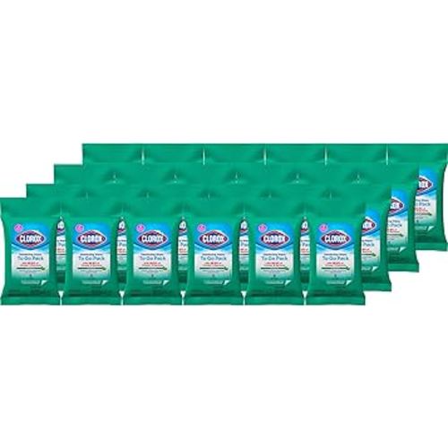 Clorox Disinfecting On The Go Travel Wipes, Household Essentials, Fresh Scent, 9 Count, Pack of 24 (Package May Vary)