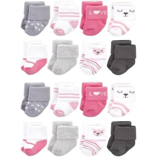 Hudson Baby Unisex Baby Cotton Rich Baby Terry Socks 16-Pack